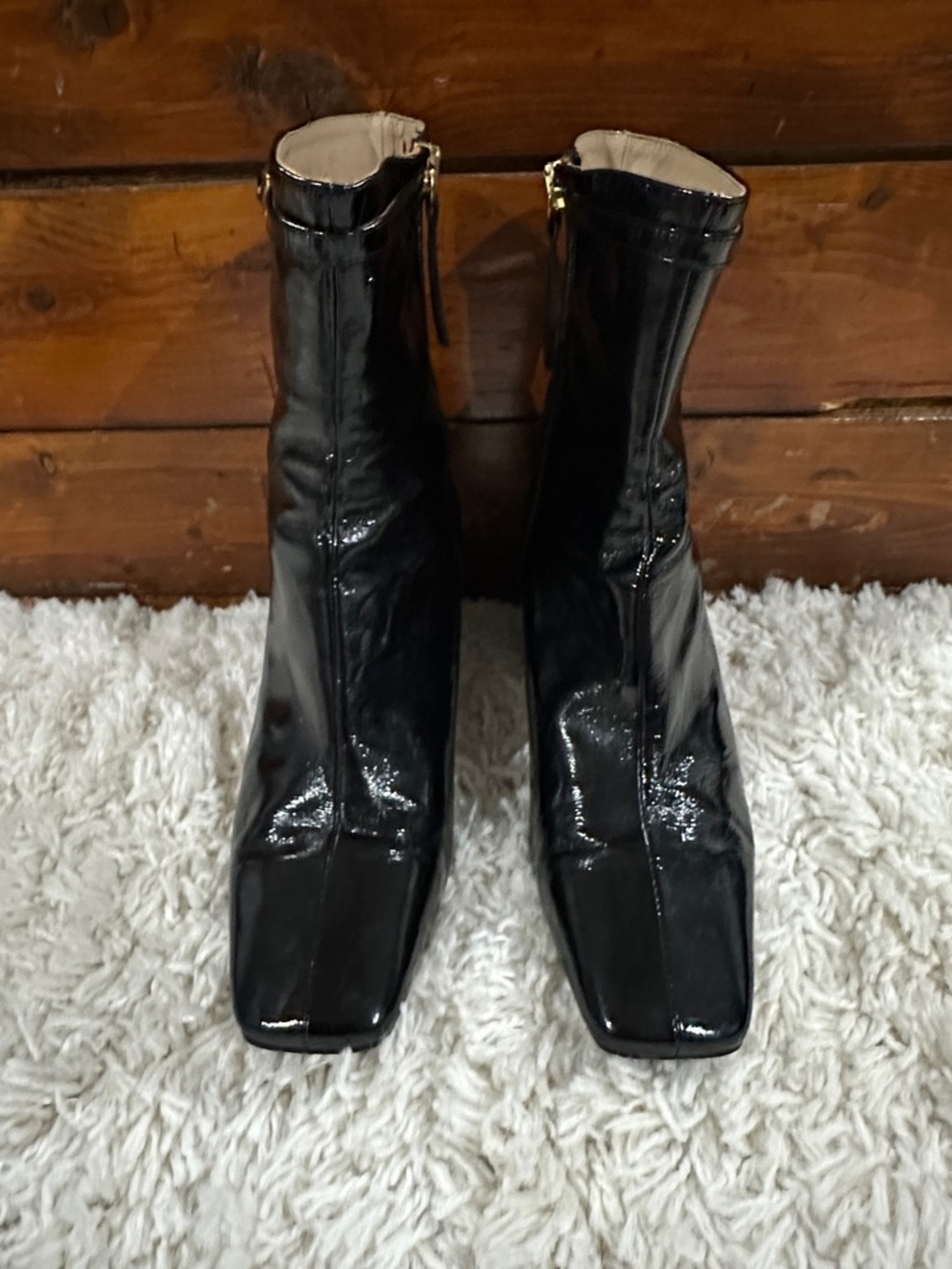 ANA PALMA Luxury Patent Leather Block Heel Feminine Ankle Boots Sz 39/8.5 EUC - Picture 4 of 16